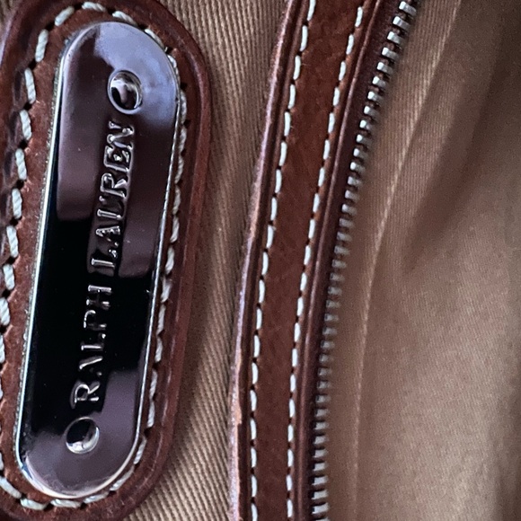 Ralph Lauren Denim-Blue Canvas Tote with Brown Leather Trim - Picture 8 of 8